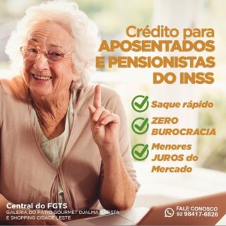 PRA QUE SERVE ESSE O CONSIGNADO?

• REALIZAR SEU SONHO⠀
 • INVERSTIR NO SEU NEGÓCIO 
• COMPRAR O CARRO DO SEUS SONHOS 
• QUITAR AS CONTAS ATRASADAS 

Quer saber como?

Só falar com a gente:
Rápido
Fácil e sem nenhuma burocracia.

Whatsapp: 92 98417-6826
ou vá até uma de nossas lojas: Galeria do Pátio Gourmet na Djalma Batista e no Shopping Cidade Leste.

Estaremos sempre a sua disposição!